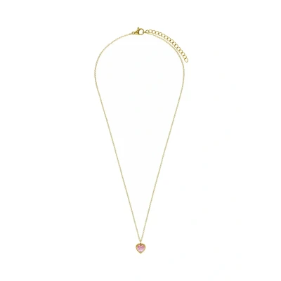 Afbeelding van Lucardi Dames Stalen goldplated Ketting vintage roze hart Staal Goudkleurig 45 cm