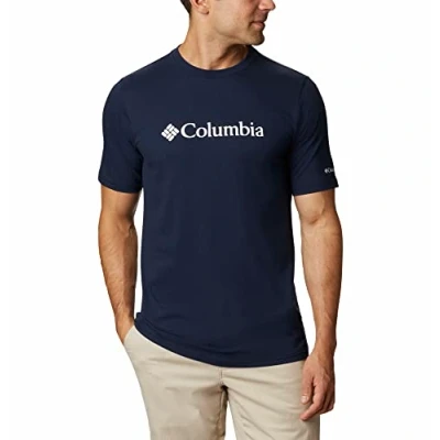 Afbeelding van Columbia Basic LOGO Short Sleeve Tshirt print, Heren, Maat: Small, Collegiate navy/white