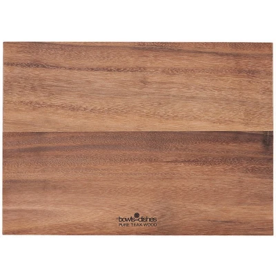Afbeelding van Bowls and Dishes Pure Teak Wood Rechthoekige Borrelplank Tapasplank Serveerplank met handgrepen 35x25x3cm BBQ tip!