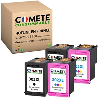 Image de COMETE 302XL 4 Cartouches d&#039;encre Compatibles HP Marque française