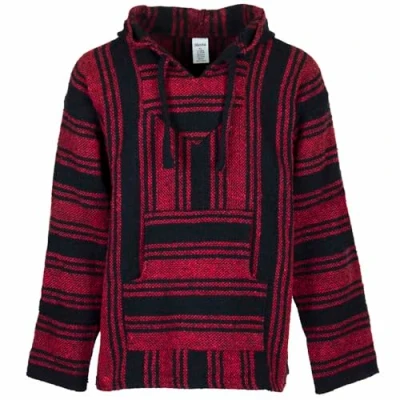 Afbeelding van Siesta baja capuchontrui, Mexicaanse Jerga met capuchon, hoodie voor dames en heren, Rood zwart.