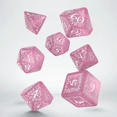 Afbeelding van Q Workshop Elfen Glinsterende Roze &amp; Witte Dobbelstenen Set