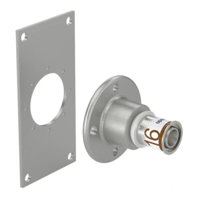 Afbeelding van Uponor S Press Plus muurplaat 1/2&quot; binnendraad x 16 wanddoorvoer. Artikelnr: 1070652
