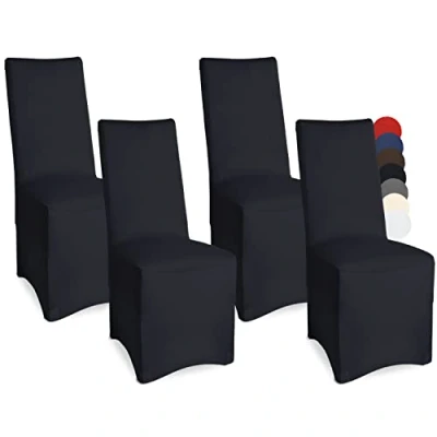 Afbeelding van Beautissu Leona Set van 4 Stoelhoes Stretch 45x90 cm Zwart Oeko Tex