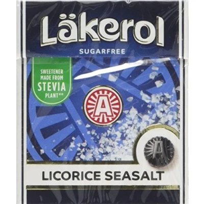 Afbeelding van 4 x 25 g Läkerol Seasalt Zoethout Stevia Origineel Zweeds Suikervrij Zeezout Tabletten Druppels Dragees Snoep