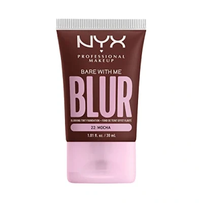 Image de NYX Professional Makeup Fond de Teint Effet Flouté Bare With Me Blur, Couvrance Moyenne, Fini Mat Naturel, Niacinamide, Matcha &amp; Glycérine, Hydratation Jusqu&#039;A 12H, Teinte : Mocha (22)
