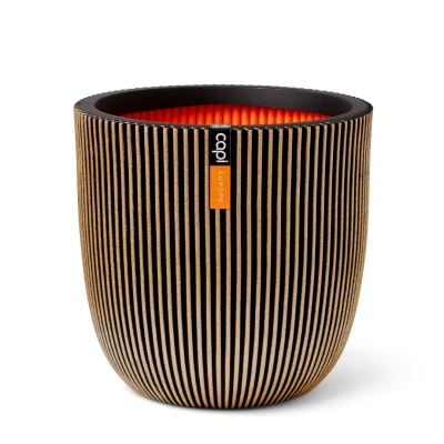 Afbeelding van Plantenbak Groove 35x34 cm zwart en goudkleurig