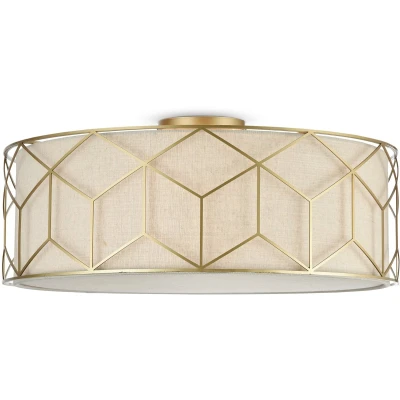 Afbeelding van Maytoni plafondlamp Messina, Ø 57 cm, beige, linnen