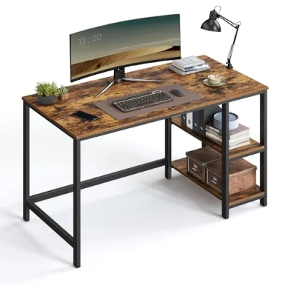 Image de bureau informatique charly 120 x 60 75 cm marron rustique/noir