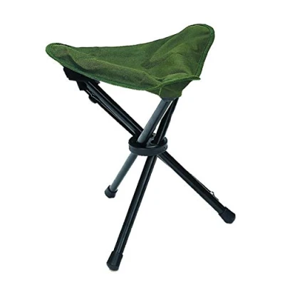 Afbeelding van 3 poot opvouw kruk stoel Groen OD leg folding stool