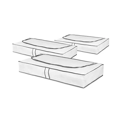 Afbeelding van Compactor 3 stuks opberghoezen voor onderbed, wit, polypropyleen en EVA, 45 x 108 H 15 cm, RAN9812