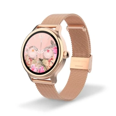 Afbeelding van DCU TECNOLOGIC Sophie Rose Gold Case Smartwatch voor dames met roségouden metalen band 1,2 inch HD touchscreen IP67 waterdicht 22 sportmodi Smart App
