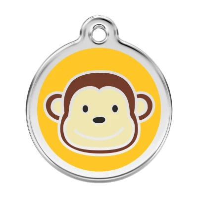 Afbeelding van Monkey Yellow roestvrijstalen hondenpenning large/groot dia. 3,8 cm RedDingo