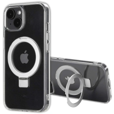 Afbeelding van Accezz Hoesje Geschikt voor iPhone 14 Ring Stand Backcover MagSafe Transparant