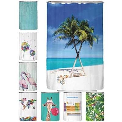 Afbeelding van Arteneur® douchegordijn 120 x 200 cm, van dik machinewasbaar polyester, schimmelwerend en waterdicht, inclusief 12 gordijnhaken (gekleurde bladeren)