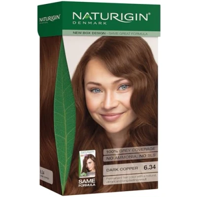 Afbeelding van NATURIGIN Natural Permanent Home Hair Dye Ammonia free Medium Copper Blonde 6.34 Volume discount: 13.99 eur per box if you buy 4