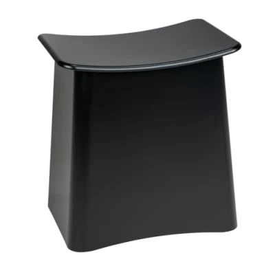 Afbeelding van Wenko Wing 2 in 1 badkamerkruk met deksel en afneembare waszak van hoogwaardig kunststof, inhoud wasmand 33 liter, 45 x 48 cm, zwart