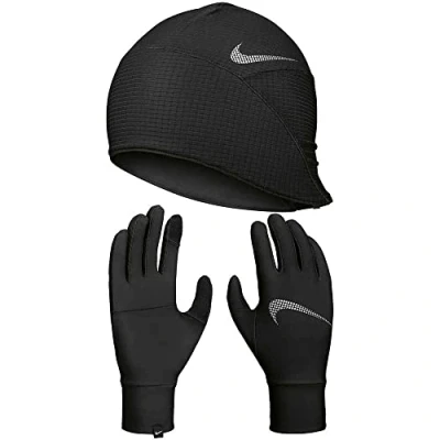 Afbeelding van Nike Performance Womens Essential Running HAT AND Glove SET Muts, Dames, Maat: M/L, Black/silver