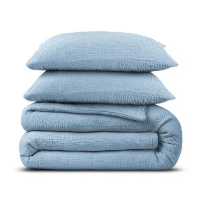 Afbeelding van Dekbedovertrek 2 Persoons 200x200 Dreamhouse Katoen Blauw Inclusief Kussenslopen