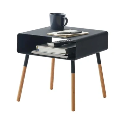 Image de Yamazaki Table de chevet moderne en métal et bois