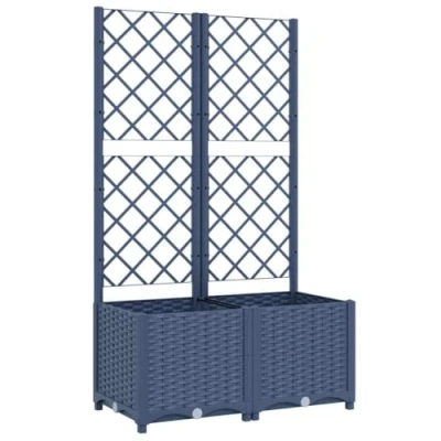 Afbeelding van vidaXL Bloembak met latwerk, donkergrijs, 80 x 40 136 cm, PP