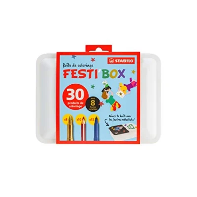 Afbeelding van STABILO Coloriage F56336 schilderdoos om te decoreren, 30 viltstiften en kleurpotloden