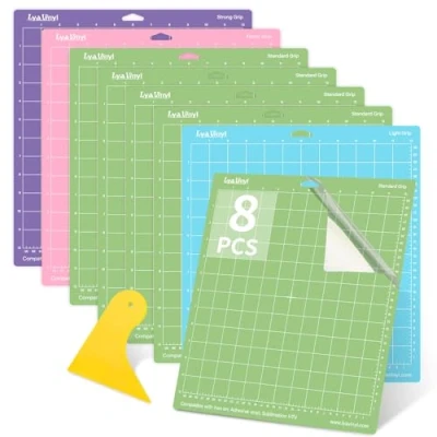 Afbeelding van Cricut snijmatten 12 x cm Set van 8 voor (StandardGrip, LightGrip, StrongGrip, FabricGrip) Explore Air Series en plotteraccessoires
