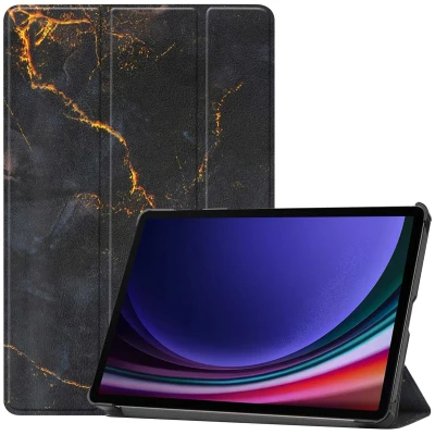 Afbeelding van iMoshion Tablet Hoes Geschikt voor Samsung Galaxy Tab S9 11.0 inch Design Trifold Bookcase Zwart /Black Marble