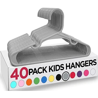Afbeelding van Utopia Home (40 stuks, grijs) kleerhangers van kunststof voor kinderkledinghangers, babykleerhangers kinderkamer en kast, duurzame slanke kinderkleerhangers