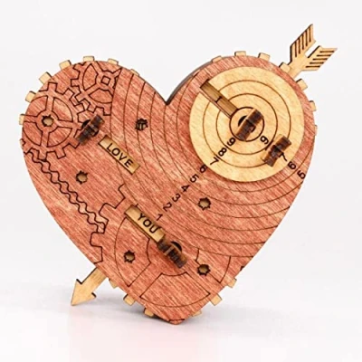 Afbeelding van iDventure Tin Woodman&#039;s Heart. Een mechanische schatkist sieraden verstopplaats huwelijksgeschenken Cryptex geschenkverpakking verjaardag questbox Valentijnsdag 3D puzzel