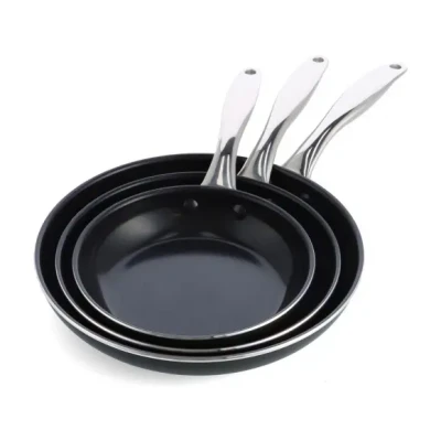 Afbeelding van Dagelijkse Kost 3 delige Pannenset Keramische Antikleeflaag 20/24/28 Cm Aluminium Ovenbestendig Vaatwasserbestendig
