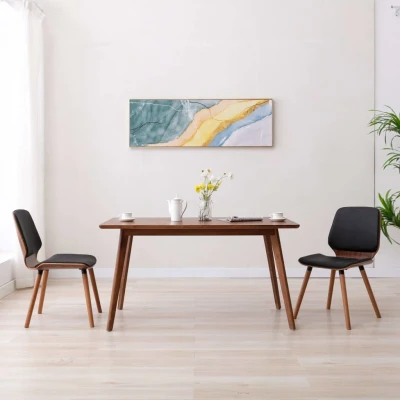 Afbeelding van Eetkamerstoelen 2 st kunstleer zwart