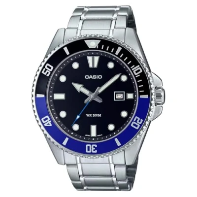 Afbeelding van Casio MDV107D 1A2V duikhorloge voor heren, roestvrij staal, 200 m, zwart/blauw, zwarte wijzerplaat, 3 wijzers, zwart, sport, zwart., Sport