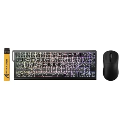 Afbeelding van ATTACK SHARK X68 HE Clavier Magnétique Filaire avec X3 Souris Gaming Sans Fil, Rapid Trigger 8000Hz, Précision RT de 0,01 mm, SUPERLIGH, Capteur PAW3395, 26 000 DPI Contours Noirs