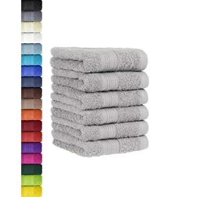 Afbeelding van 6 delige gastendoekenset in vele kleuren 100% katoen pack gastendoekjes 30x50 cm zilver