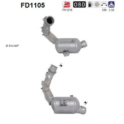 Afbeelding van AS FD1105 Roetfilter Euro 5 Cordieriet MERCEDES BENZ: C Class Saloon, E T modell, Saloon