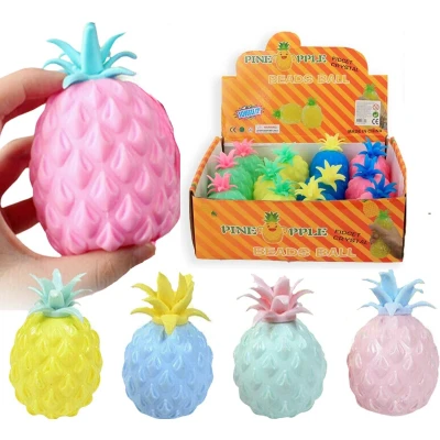 Afbeelding van Ananas stressbal voor de hand 8 cm groot Waterballetjes Fidget knijpbal Kinderen Volwassenen Tropical