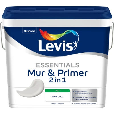 Afbeelding van Levis Essentials Mur &amp; Primer Wit 5 L