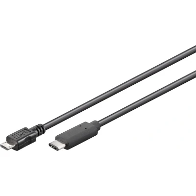 Afbeelding van USB Micro B naar C kabel USB2.0 tot 1A / zwart 5 meter