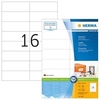 Afbeelding van Etiket HERMA 4462 105x37mm premium wit 1600stuks