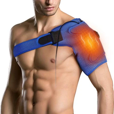 Afbeelding van Verwarmde schoudersteun, elektrisch schouderverwarmingskussen, neopreen, schoudersteun voor bevroren schouder, draaikapsel, ontwrichte gewricht, verstuiking, bursitis, tendinitis, rechts of links