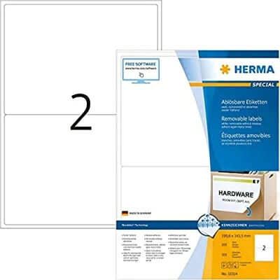 Afbeelding van HERMA Special Papier mat verwijderbare zelf klevende laag wit 199.6 x 143.5 mm 200 etiket(ten) (100 vel(len) 2) etiketten