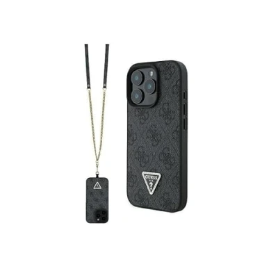 Afbeelding van Guess GUHCP16XP4TDSCPK iPhone 16 Pro Max 6,9&quot; zwart/zwart hardcase lederen metalen logo strass crossbody