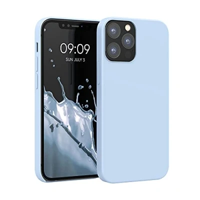 Afbeelding van kwmobile telefoonhoesje geschikt voor Apple iPhone 12 / Pro Hoesje met siliconen coating Smartphone case in mat lichtblauw