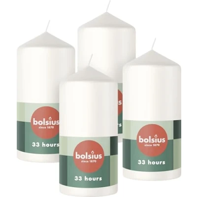 Afbeelding van 4 stuks Bolsius witte stompkaars 120/58 (33 uur) cloudy white