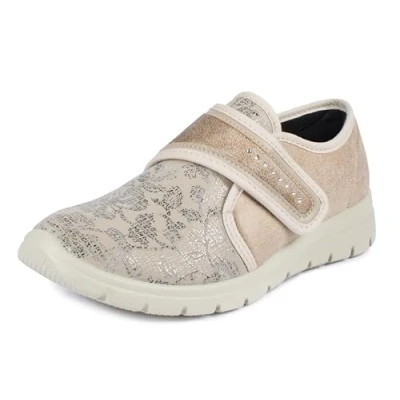 Afbeelding van Aerosoft Dermatest lage schoenen met klittenband voor gevoelige voeten, geschikt hallux valgus, Beige 24