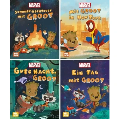 Afbeelding van Nelson Mini Bücher: 4er Marvel: Guardians of the Galaxy 1 4: Geschichten mit Baby Groot Für Kinder ab 3 Jahren