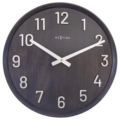 Afbeelding van Nextime Ne 3284Zw Grote Wandklok 50Cm Stille Klok Walnoot Zwart &quot;Precious&quot;