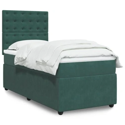 Image de vidaXL Sommier à lattes de lit avec matelas Vert foncé 90x190 cm