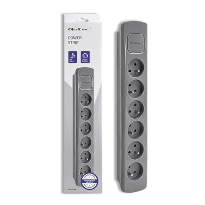 Afbeelding van Qoltec, Stekkerdoos, 50277 stroomuitbreiding 6 stopcontact(en) Binnen Grijs (6 x, CEE 7/4, 1.80 m)